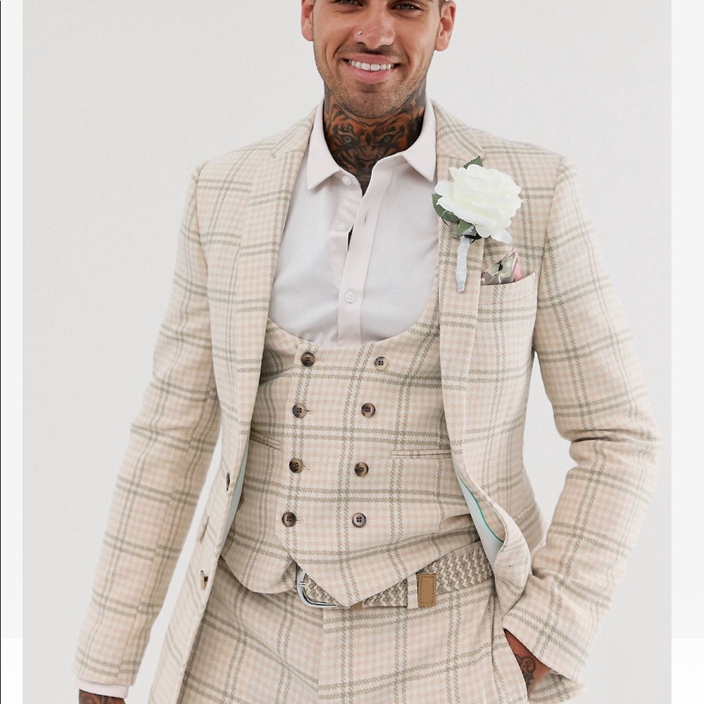 Cream houndstooth skinny blazer chest 40 short